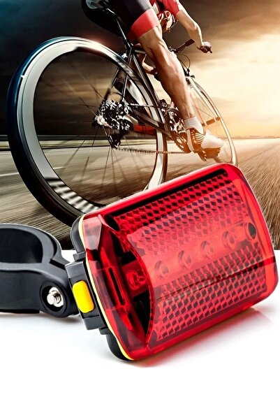 Dream Plus 5 Ledli Bisiklet Arka Stop Ikaz Lambası Kırmızı Işık 7 Modlu Bisik...