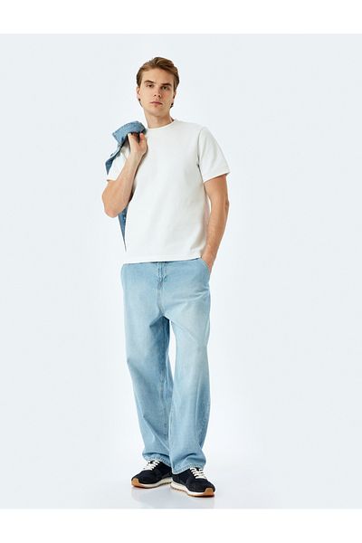 Koton Normal Waist Cotton Chino Pocket Detailed Loose Fit Jean Trousers