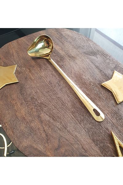 LOVYCO Gold Stainless Steel Duck-Mouthed 30cm Long Handle Sauce Ladle Spoon