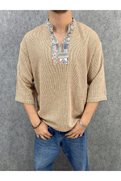 FıttingRoom Oversize Bohem Pamuk Keten Toprak Tshirt