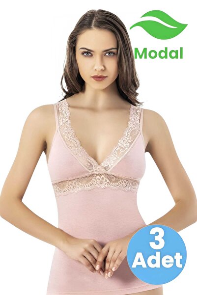 Tezzgelsin Жіночий трикотажний топ з мереживною обробкою та V-подібним вирізом