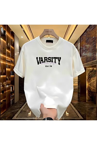 donamod Varsity Printed White Men's Tshirt