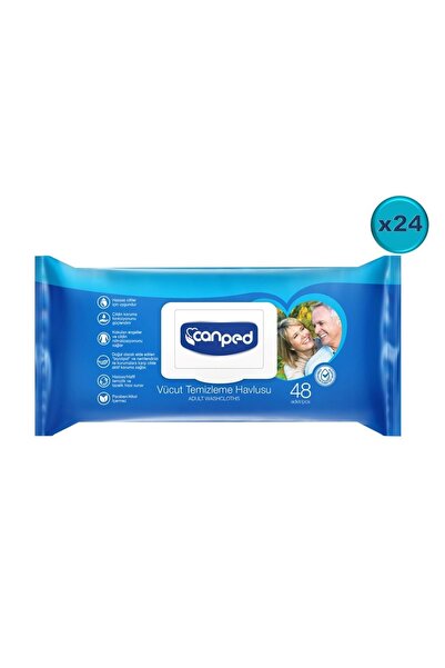 Canped Hasta Vücut Perine Temizleme Islak Mendil Havlu 48 Yaprak Xl (24 LÜ SE...