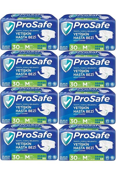PROSAFE Adult Waist Banded Patient Diapers Textile Surface m Size 240 Pieces (8Pk*30)