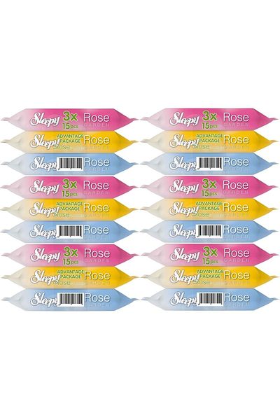 Sleepy Wet Towel - 15 Sheets Pocket Wipes, Rose/Garden (6Pk*3) - 270 Sheets