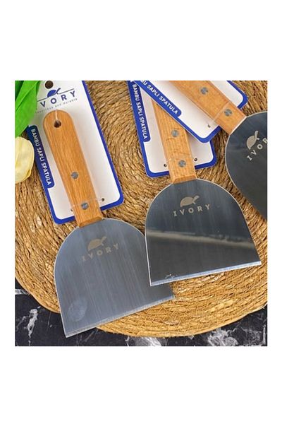 Fark Teknoloji Stainless Steel Cake Bamboo Handle Spatula New Model