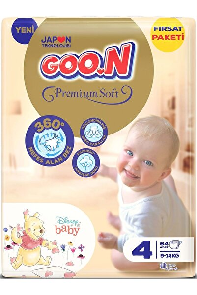 Goo.n Goon Premium Soft Bebek Bezi Beden:4 (9-14KG) Maxi 64 Adet Fırsat Pk
