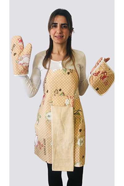 Home مريلة مطبخ مقاومة للماء مع منشفة وقفاز واحد وحامل وعاء واحد