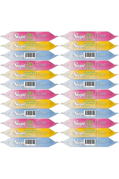 Sleepy Rose/Garden - 15 Sheets Wet Towel Pocket Wipes (Set of 24) - 360 Sheets