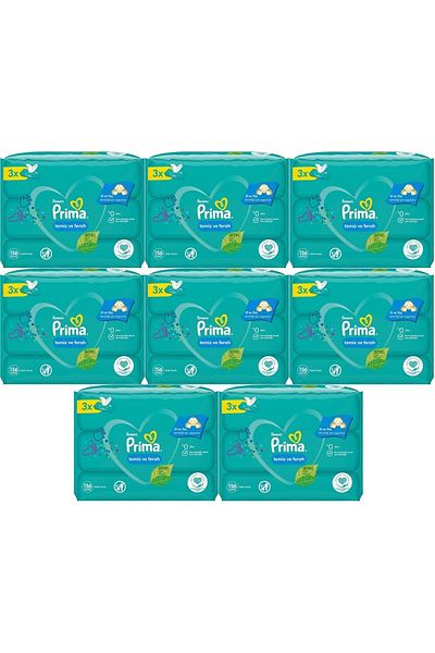 Prima Set of 24 Clean and Fresh Wet Towel Wipes - Plant Based 1248 Sheets