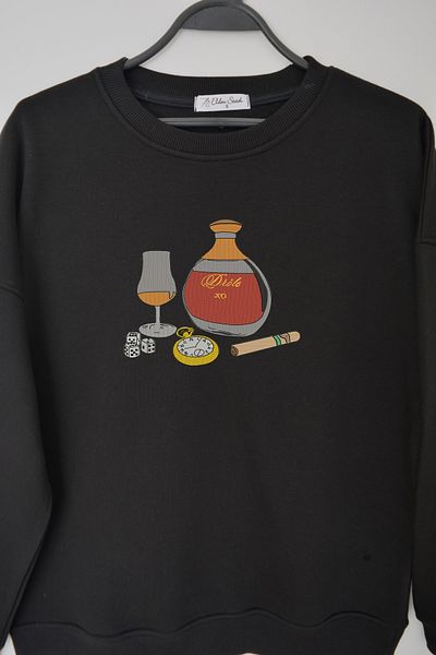 EldenStitch Hanorac oversize unisex brodat cu broderie de coniac