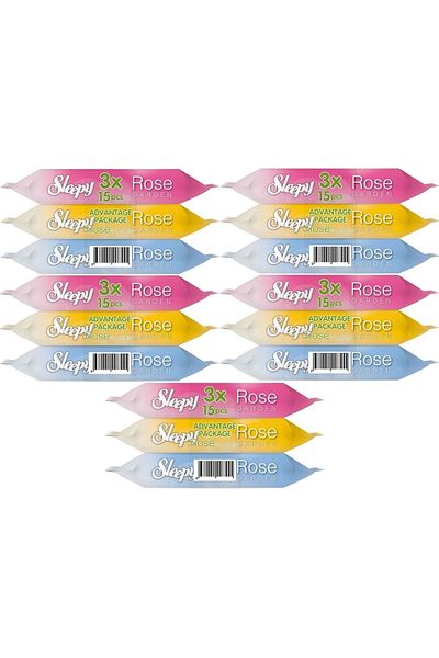 Sleepy Rose/Garden - 15 Sheets Wet Towel Pocket Wipes (5Pk*3) 225 Sheets