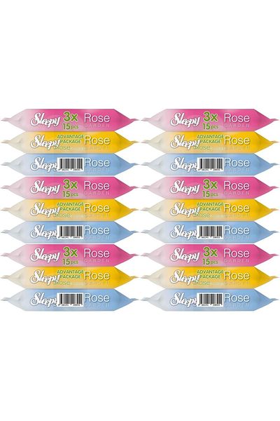 Sleepy 15 Sheets Wet Towel Pocket Wipes - Travel Pk Rose/Garden (6Pk*3) 270 Sheets