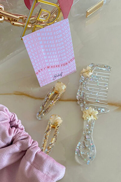 Beliert مجموعة مشط بتصميم بنفسجي مجفف حقيقي ومشبك شعر مزدوج هدية، مهر