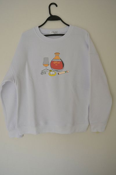 EldenStitch Φούτερ Unisex Oversize με κέντημα κονιάκ