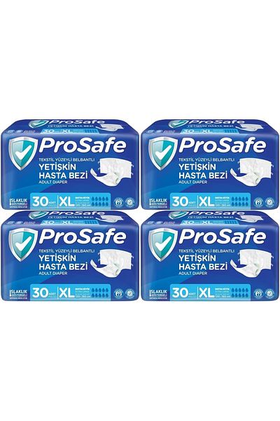 PROSAFE XL Size (120 Pieces) Patient Diapers, Textile Surface with Waist Band (4Pk*30)