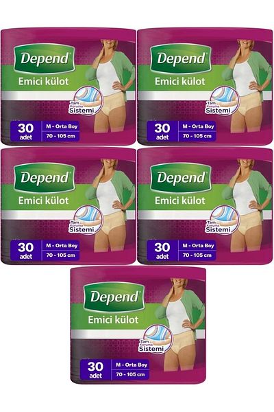 Depend Medium Size Absorbent Panty Diapers 150 Pieces (5Pk*30)