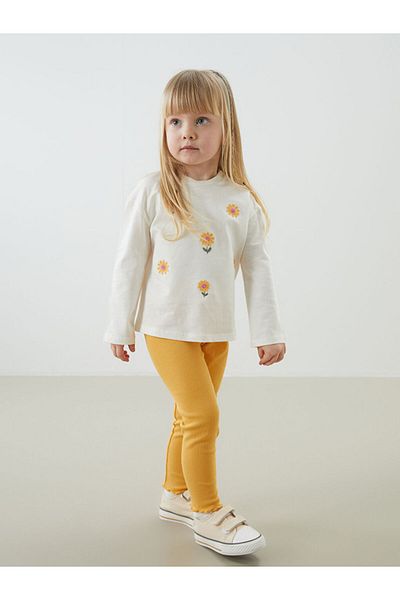 LC Waikiki Crew Neck Floral Baby Girl Blouse and Leggings 2-Piece