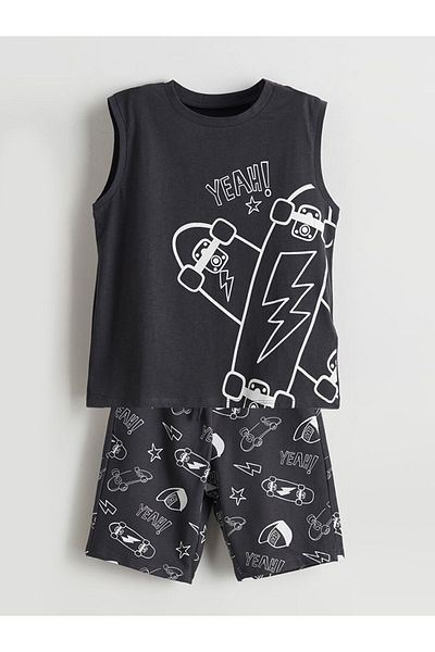 LC Waikiki New Season Printed Boys' T-Shirt and Shorts 2-Piece Set - S5Fq11Z1