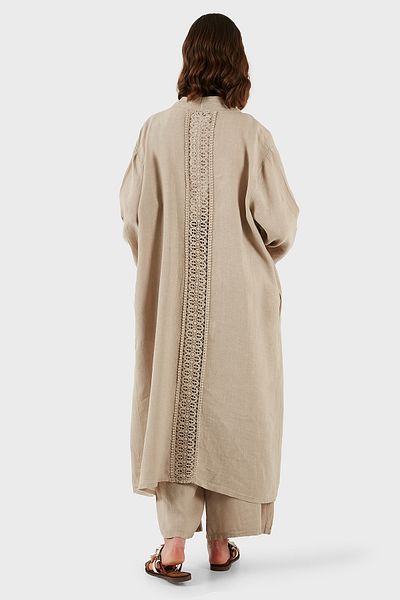 Via Dante Kimono lung de in, oversize, cu detaliu din dantela la spate KIMONO 7183687