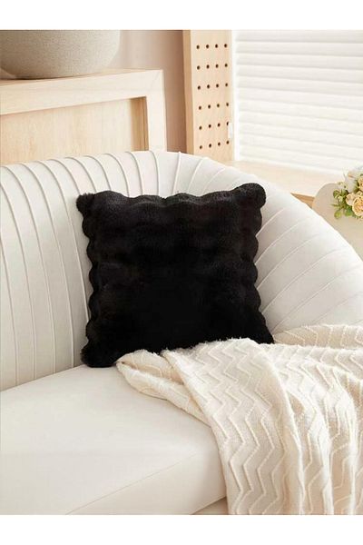 FeelHome Bubble Rabbit Feather, moale, față-verso, husă de pernă pufoasă cu fermoar ascuns 40x40 negru