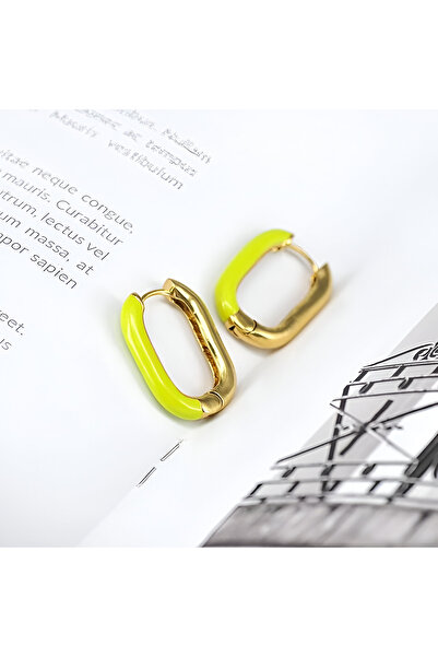 Tudivanyu Aksesuar أقراط نسائية مستطيلة بحافة بيضاوية