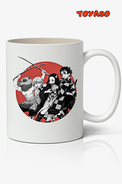 Toyaso كوب أبيض بتصميم الرسوم المتحركة الياباني Demon Slayer Demon Slayer هدي...