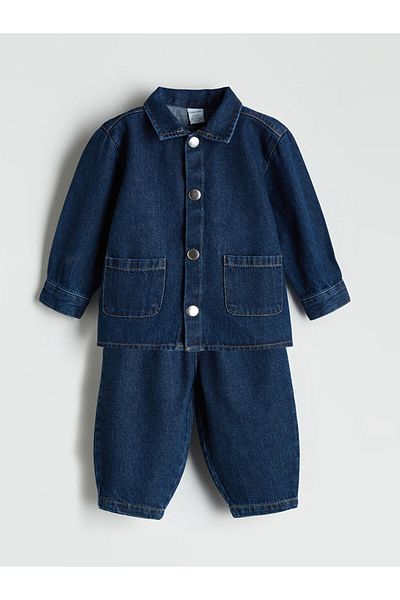 LC Waikiki Lcw Baby Indigo Cotton Baby Boy Jacket and Pants 2-Pack