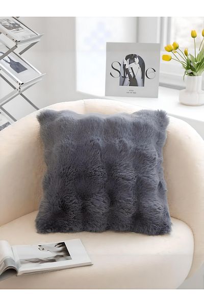 FeelHome Bubble Rabbit Feather, moale, față-verso, husă de pernă pufoasă cu fermoar ascuns 40x40 antracit