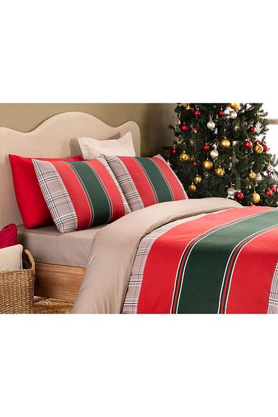 Madame Coco Vardan Ranforce Bedrucktes Bettbezug-Set, 100 % Baumwolle, Einzelbett, Beige