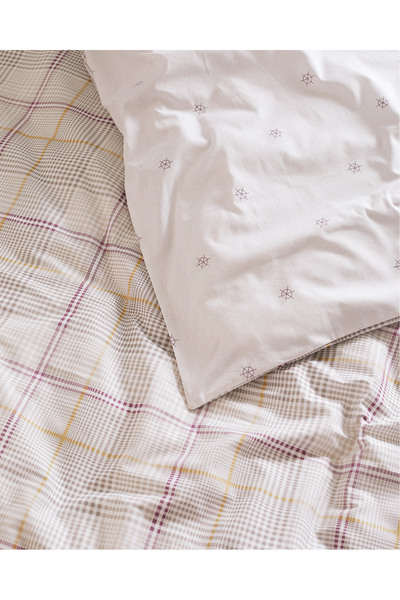 Madame Coco Fontaine Elastisches Ranforce-Bettbezug-Set mit Druck, für Einzelbett, Beige