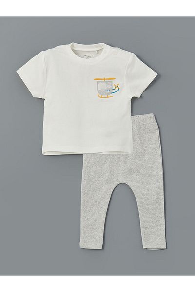 LC Waikiki New Season Printed Baby Boy T-Shirt and Leggings 2-Piece Set - S5Es64Z1