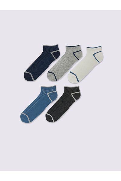 LC Waikiki Lcw Accessories Mixed Striped Men's Booties Socks 5 Pcs
