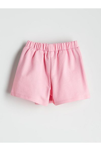 LC Waikiki Pink Striped Baby Girl Shorts with Elastic Waist