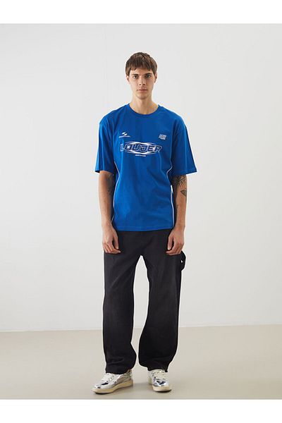 LC Waikiki Tricou pentru bărbați din bumbac pieptănat imprimat cu gât crew din sezonul nou - S5NY45Z8
