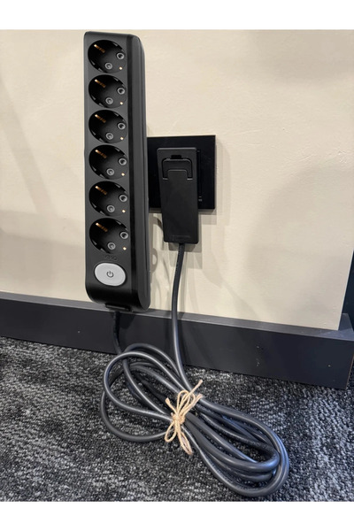 VİKO Viko Kaliteli Ultra İnce Fişli 6’lı Grup Priz 2 metre Anahtarlı Siyah