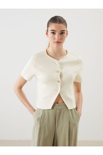 LC Waikiki Xside Beige V-Neck Women's Knitwear Cardigan
