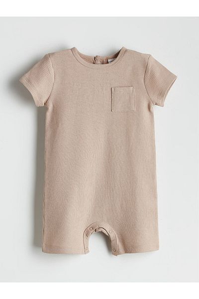 LC Waikiki Lcw Baby Beige Crew Neck Basic Baby Boy Jumpsuit