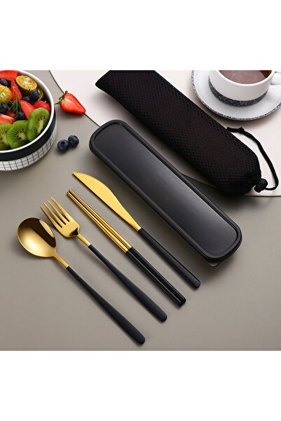 Choice Black-Gold 304 Tableware Set Portable Cutlery Set Dinnerware Set High Quality Stainless Steel Knife