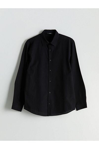 LC Waikiki Xside Black Regular Fit Long Sleeve Men's Shirt