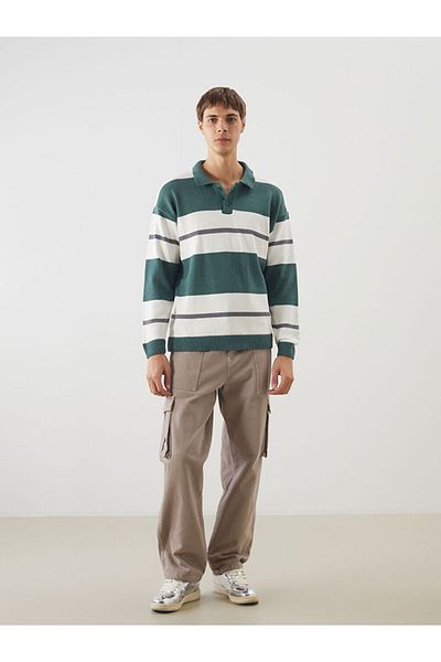 LC Waikiki Polo Neck Striped Men's Knitwear Sweater