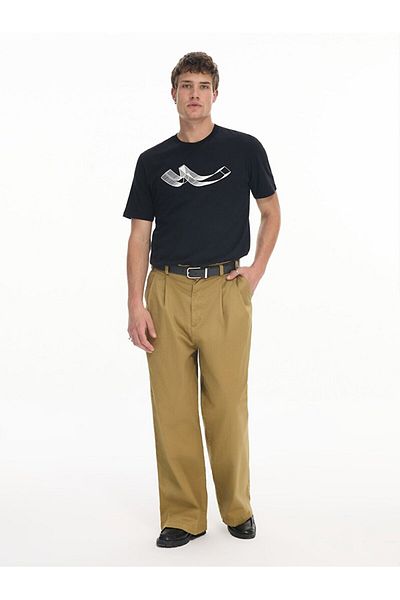 Ltb Short Sleeve Crew Neck Sıgn Printed Regular Black T-Shirt