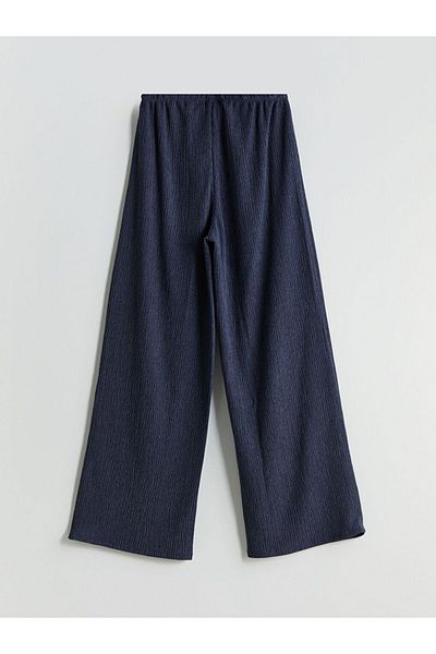 LC Waikiki Indigo Elastic Waist Textured Women's Trousers