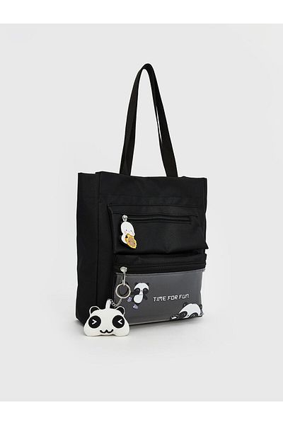 LC Waikiki Black Printed Girl's Shoulder Bag