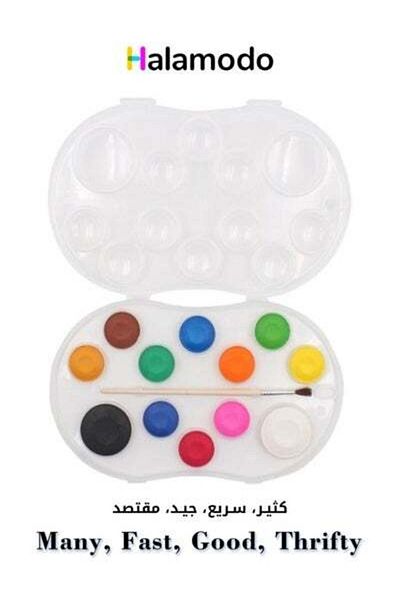HALAMODO 12-Piece Water Colour Tablet Palette With Painting Brush Set Multicolour