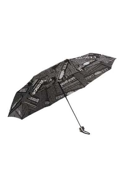 HALAMODO 3-Folding Umbrella, Newspaper Pattern Umbrellas, 8 Ribs Windproof Folding Travel Umbrella, Portable