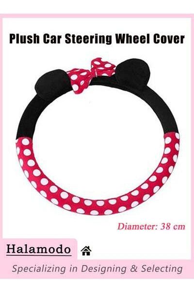 HALAMODO Car Steering Wheel Cover, Plush Car Wheel Protector, Cartoon Shape Steering Wheel Covers, Anti-slip