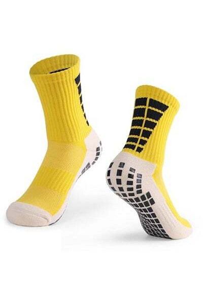 HALAMODO Soccer Crew Socks for Men, 3 Pairs Athletic Ankle Socks, Non-Slip Middle Cut Socks, Grip Socks, for