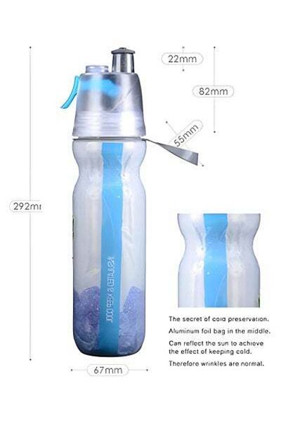 HALAMODO 500Ml Drink and Mist Spray Water Bottle, Insulated Water Bottle, 2-in-1 Function, Double-Wall Insula