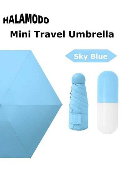 HALAMODO Mini Travel Umbrella, Mini Windproof Folding Travel Umbrella, Portable Lightweight Compact Parasol,